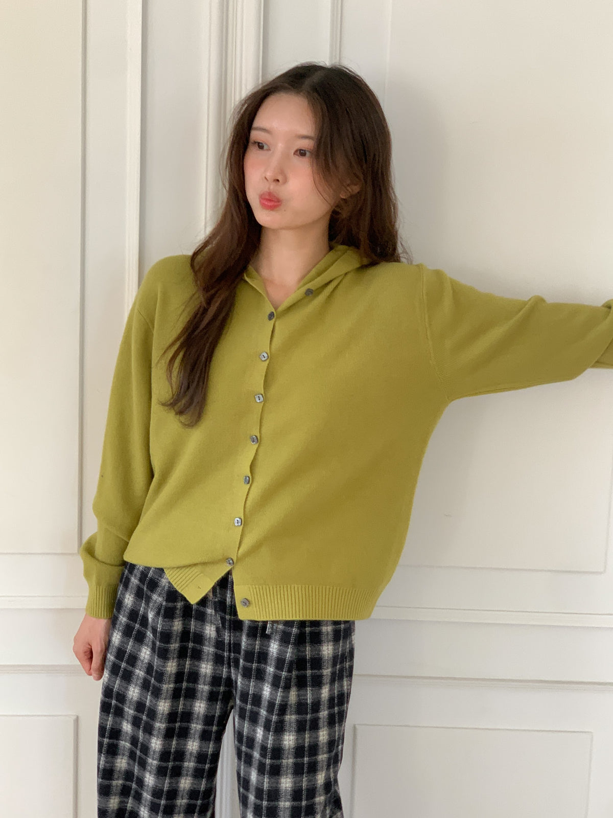 네모단추가디건 (올리브) 7
