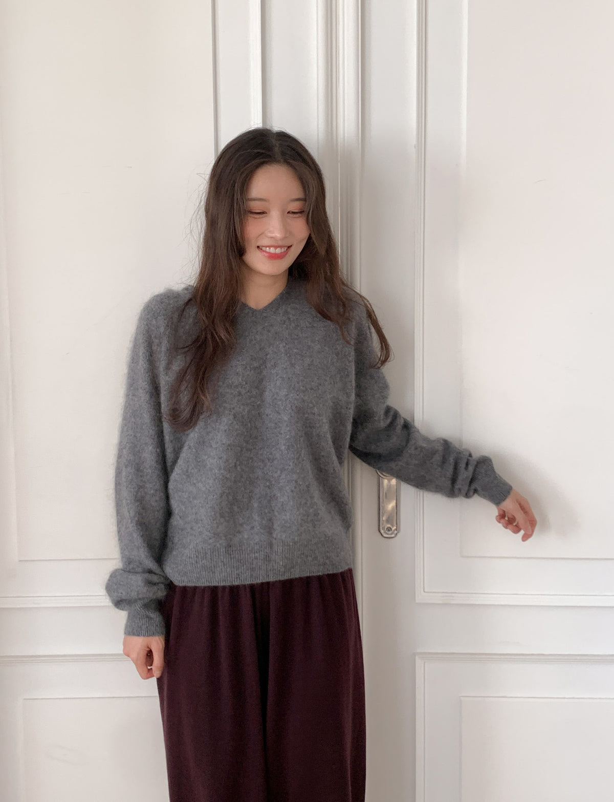 브이넥 후디 (그레이) 3