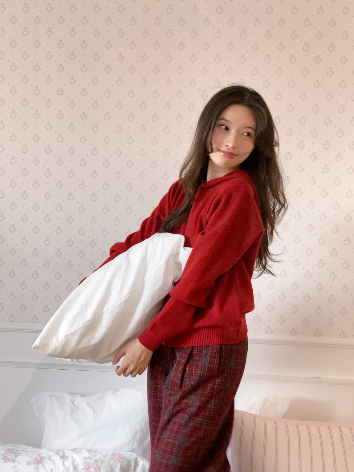네모단추가디건 (레드) 4